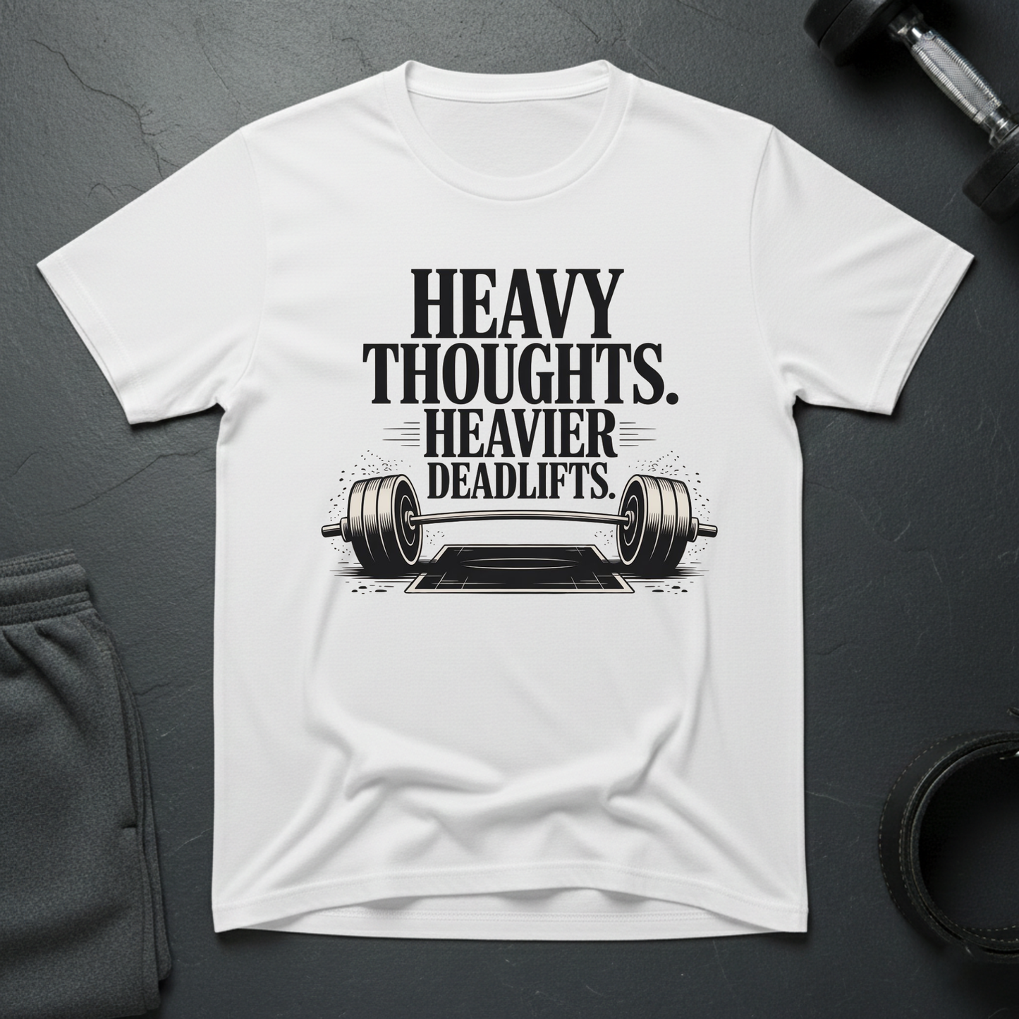 Heavy Thoughts Heavier Deadlifts T-Shirt